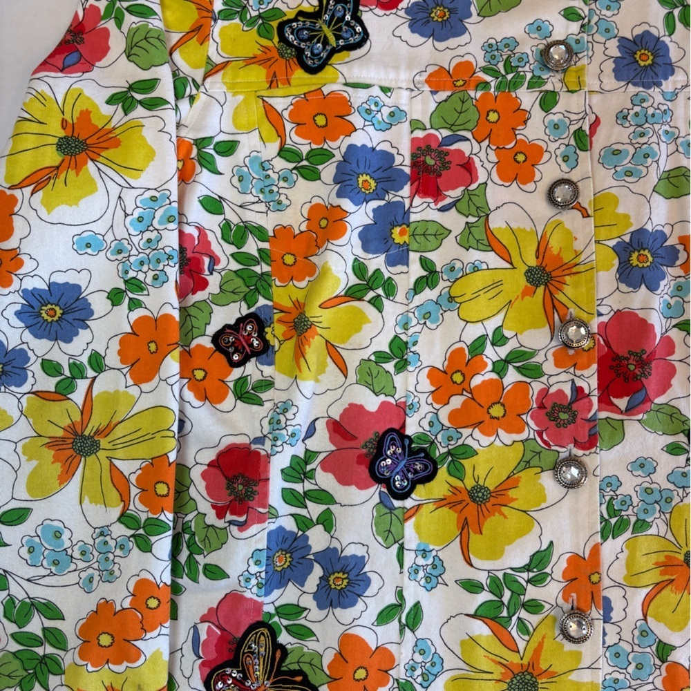Breckenridge VTG 70’s style floral jacket hippie butterfly appliqués 100% cotton - Picture 2 of 7